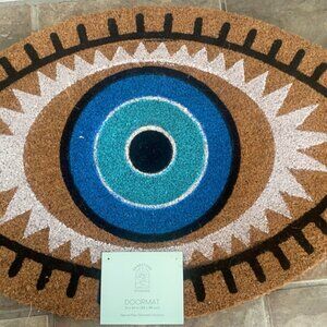 Evil Eye Design Doormat - 21x34 Natural Fiber Outdoor Rug
